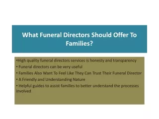 what funeral directors should offer to families