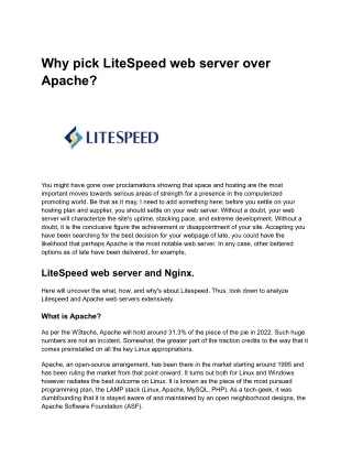Why pick LiteSpeed web server over Apache_
