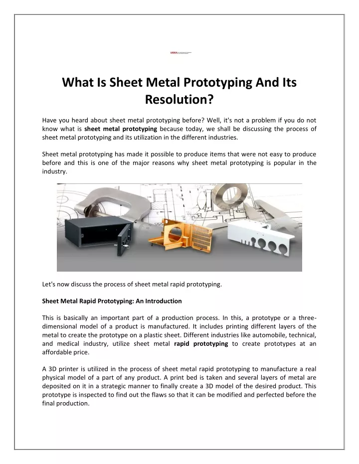 what is sheet metal prototyping and its resolution