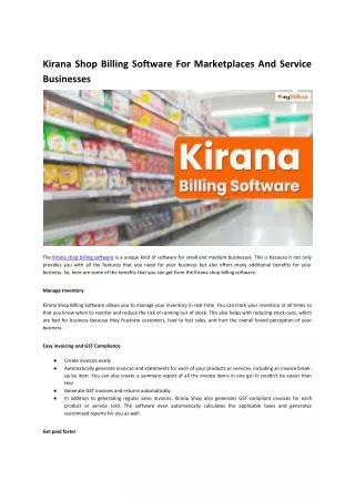 Kirana Shop Billing Software For Marketplaces And Service Businesses