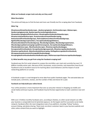 what are facebook scraper tools and why are they