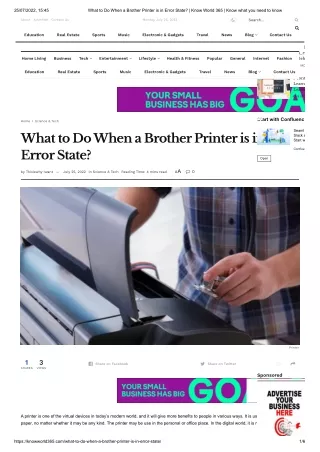 What to Do When a Brother Printer is in Error State ?
