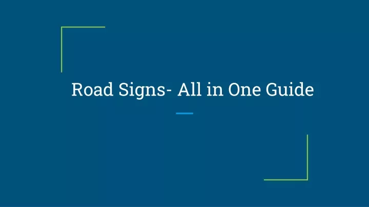 road signs all in one guide