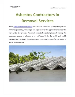 Asbestos Contractors in Removal Services