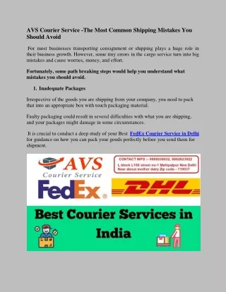 AVS Courier Service -The Most Common Shipping Mistakes You Should Avoid