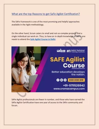 what are the top reasons to get safe agilist