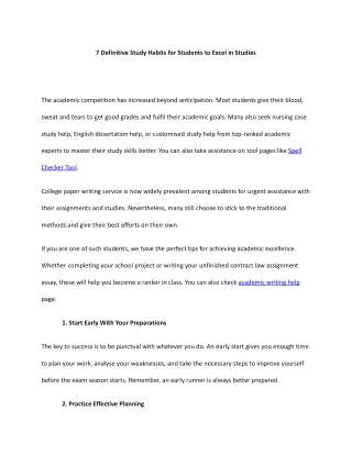 7 definitive study habits for students to excel