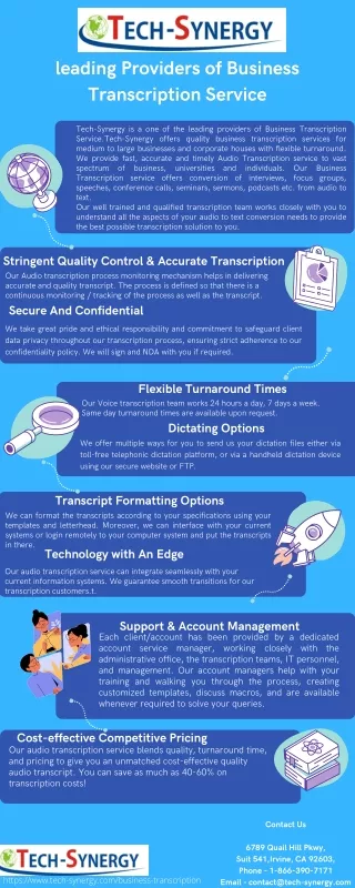 leading providers of Business Transcription Service