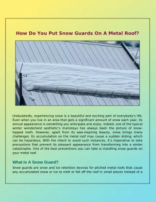 How To Install Snow Guards On Roof?