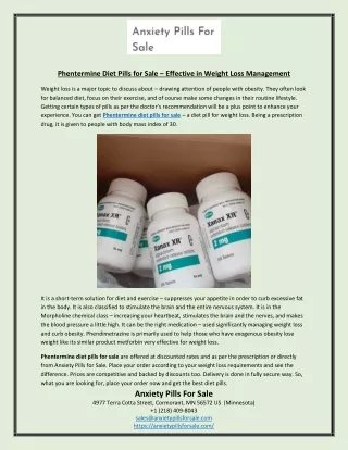 Phentermine Diet Pills for Sale – Effective in Weight Loss Management