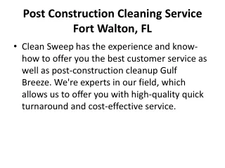 Post Construction Cleaning Service Fort Walton, FL