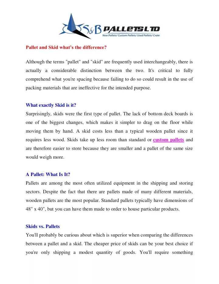 pallet and skid what s the difference