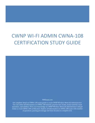 CWNP Wi-Fi Admin CWNA-108 Certification Study Guide PDF