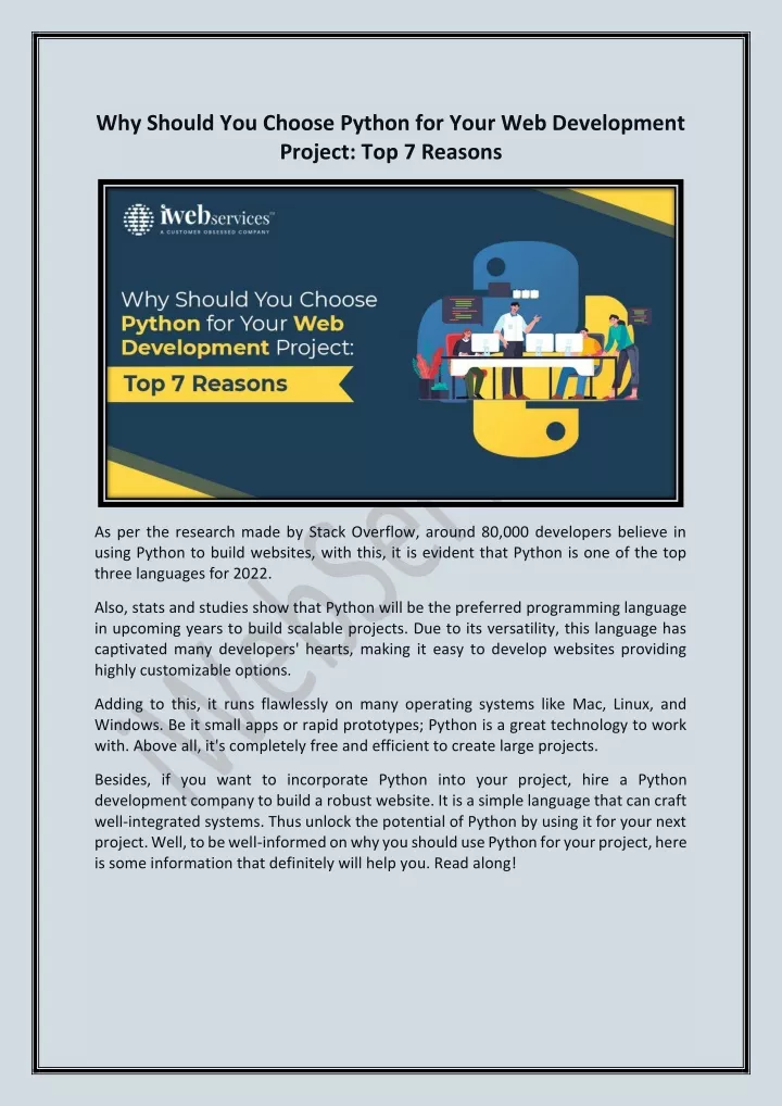 why should you choose python for your