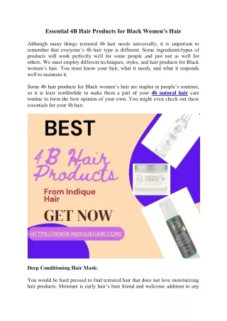 Essential 4B Hair Products for Black Women