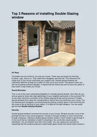 top 3 reasons of installing double glazing window