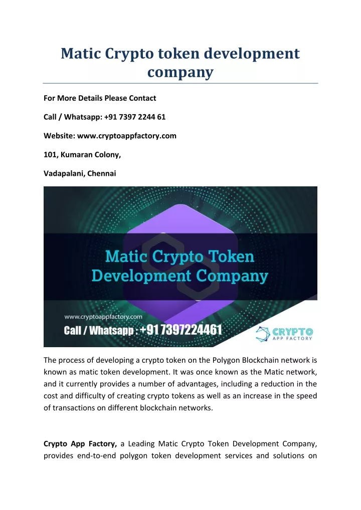 matic crypto token development company