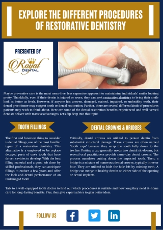 explore the different procedures of restorative