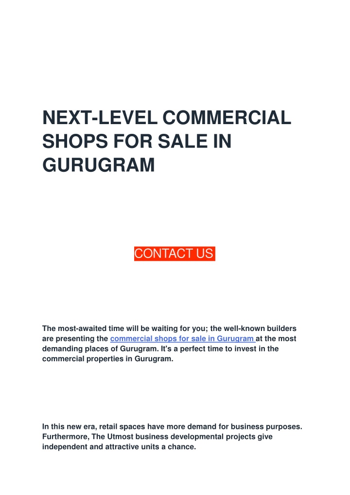 next level commercial shops for sale in gurugram