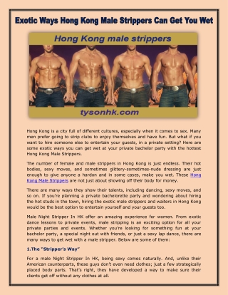 Hong Kong male strippers