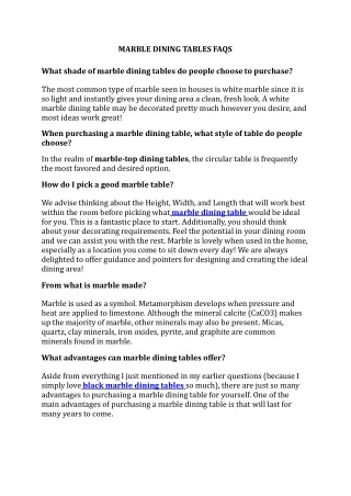 marble dining tables faqs