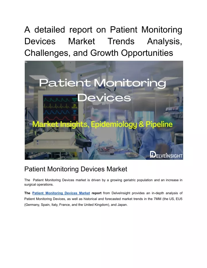 a detailed report on patient monitoring devices