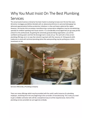 why you must insist on the best plumbing services
