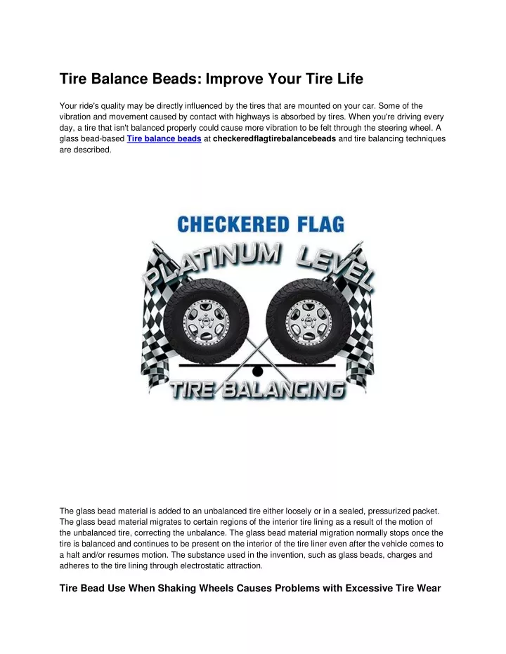 tire balance beads improve your tire life your