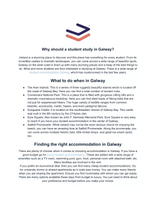 Why should a student study in Galway?