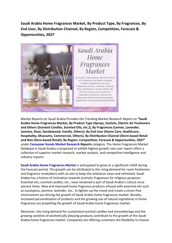 saudi arabia home fragrances market by product