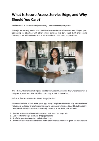What is Secure Access Service Edge - Comtact