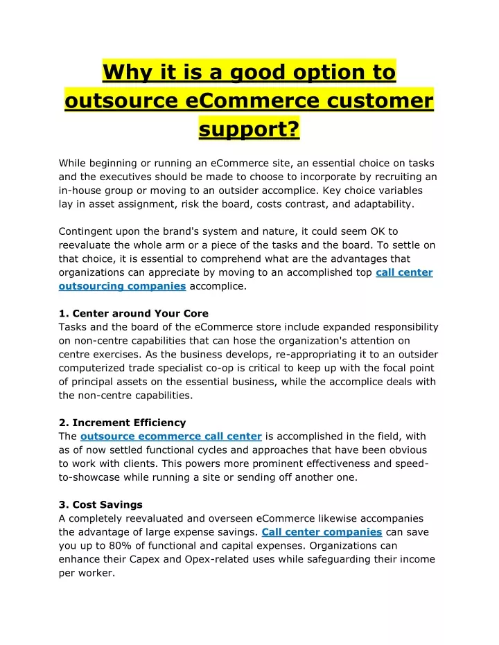 why it is a good option to outsource ecommerce