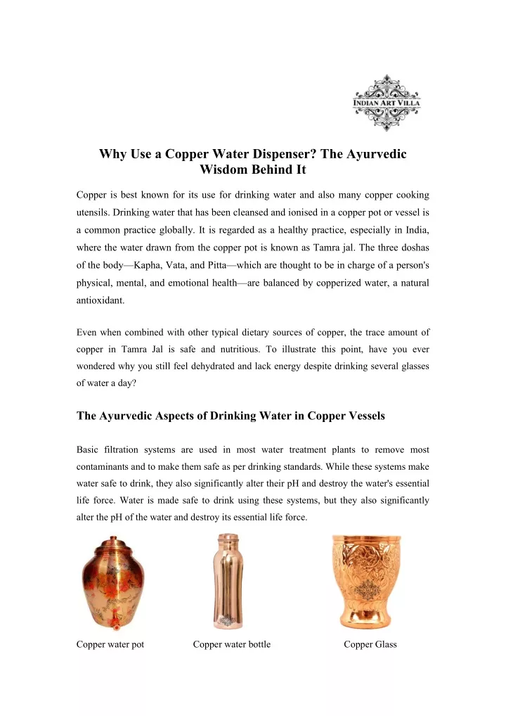 Ppt Why Use A Copper Water Dispenser The Ayurvedic Wisdom Behind It Powerpoint Presentation 2706