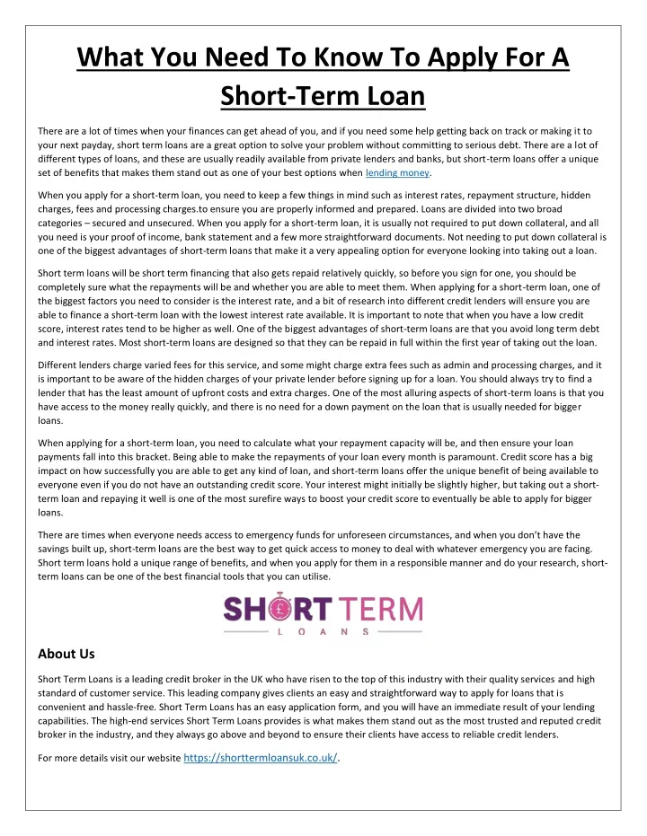 what you need to know to apply for a short term