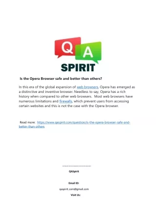 is the opera browser safe and better than others