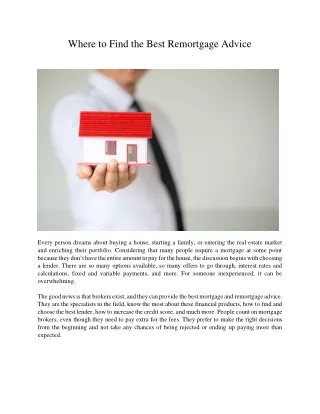 where to find the best remortgage advice
