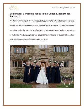 Looking for a wedding venue in the United Kingdom near Preston.docx