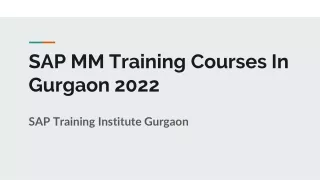 SAP MM Training Courses In Gurgaon 2022