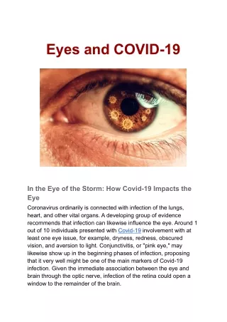 How Covid-19 Impacts the Eye?