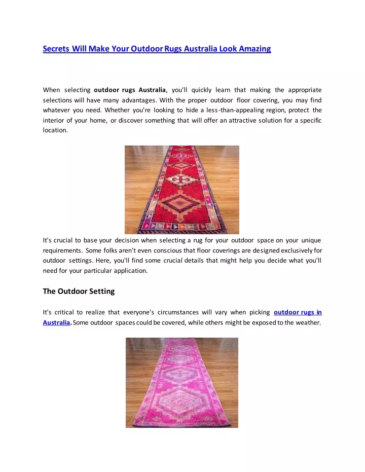secrets will make your outdoor rugs australia