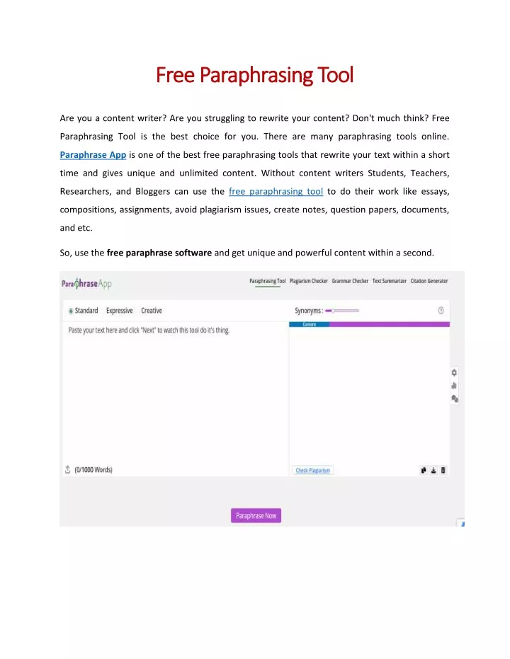 free paraphrasing tool free paraphrasing tool