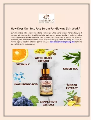 How Does Our Best Face Serum For Glowing Skin Work