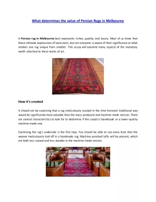 what determines the value of persian rugs