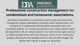 Reserve study - David Bach & Associates