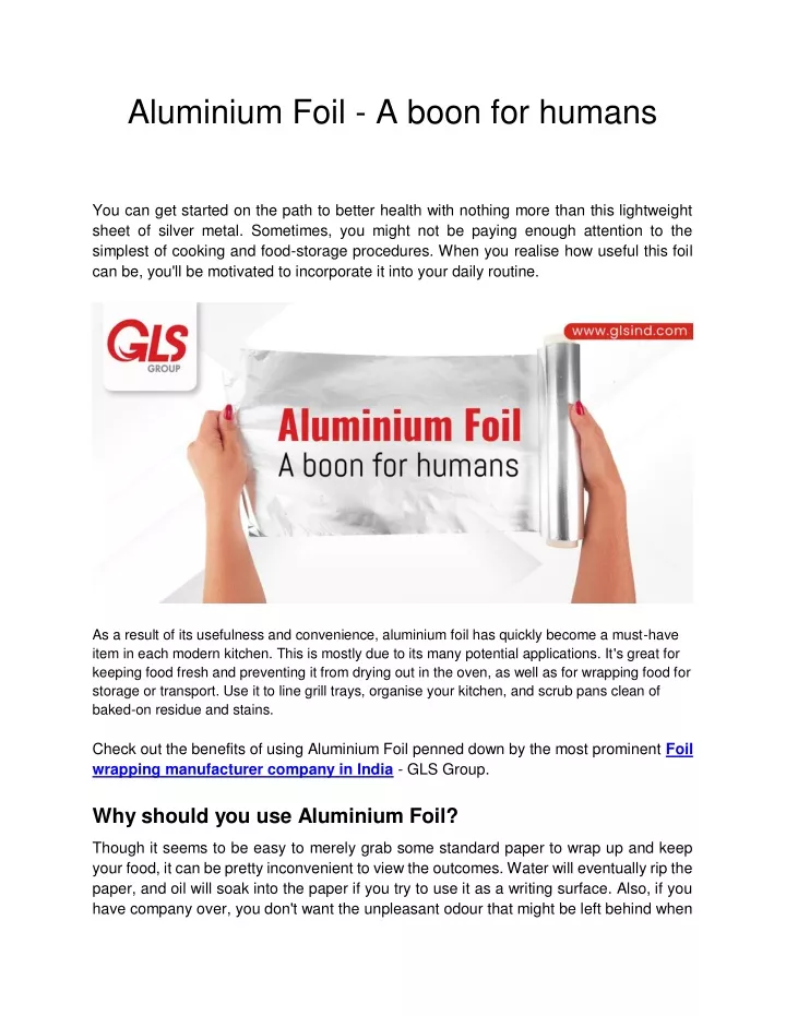 aluminium foil a boon for humans