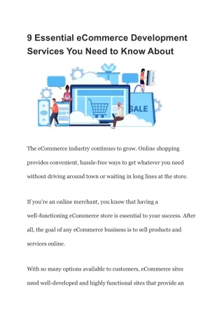 9 Essential eCommerce Development Services You Need to Know About