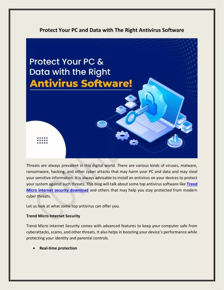 protect your pc and data with the right antivirus