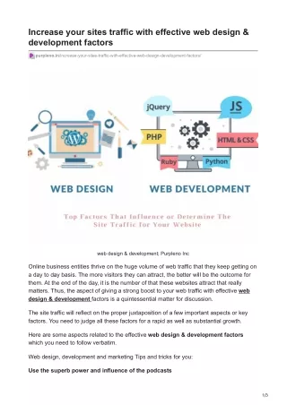 Increase your sites traffic with effective web design & development factors
