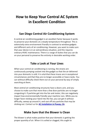 How to Keep Your Central AC System Excellent