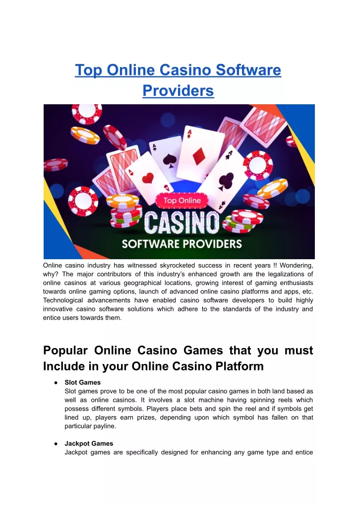 top online casino software providers